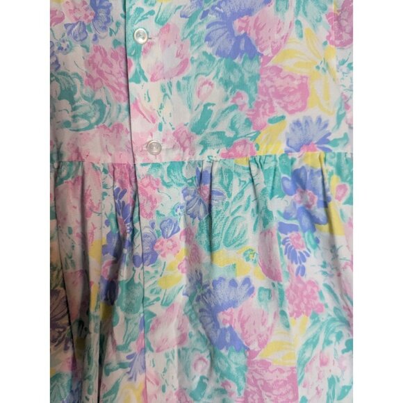 Friedknit Creations Girls Toddler Pastel Floral Romper Sz 3T Ruffles 90s Easter - Picture 11 of 13